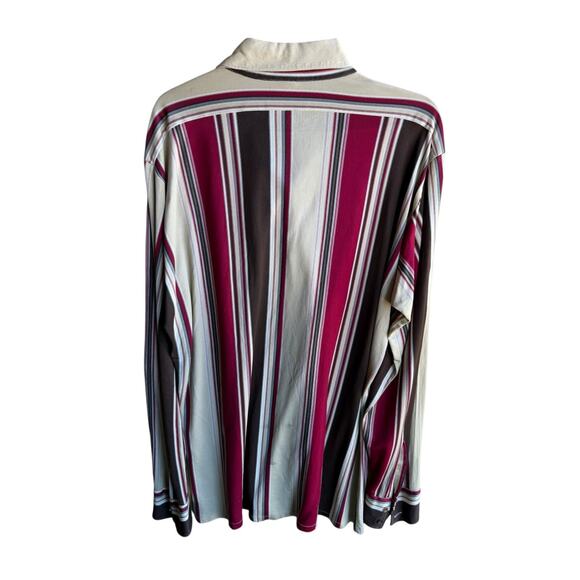 Vtg 70s Dayton’s Disco Shirt Men’s Red Gray Stripe Dagger Collar L USA 16-16.5 - Picture 6 of 11